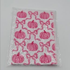 Pink Pumpkin and Bow Patterned Dish Towel